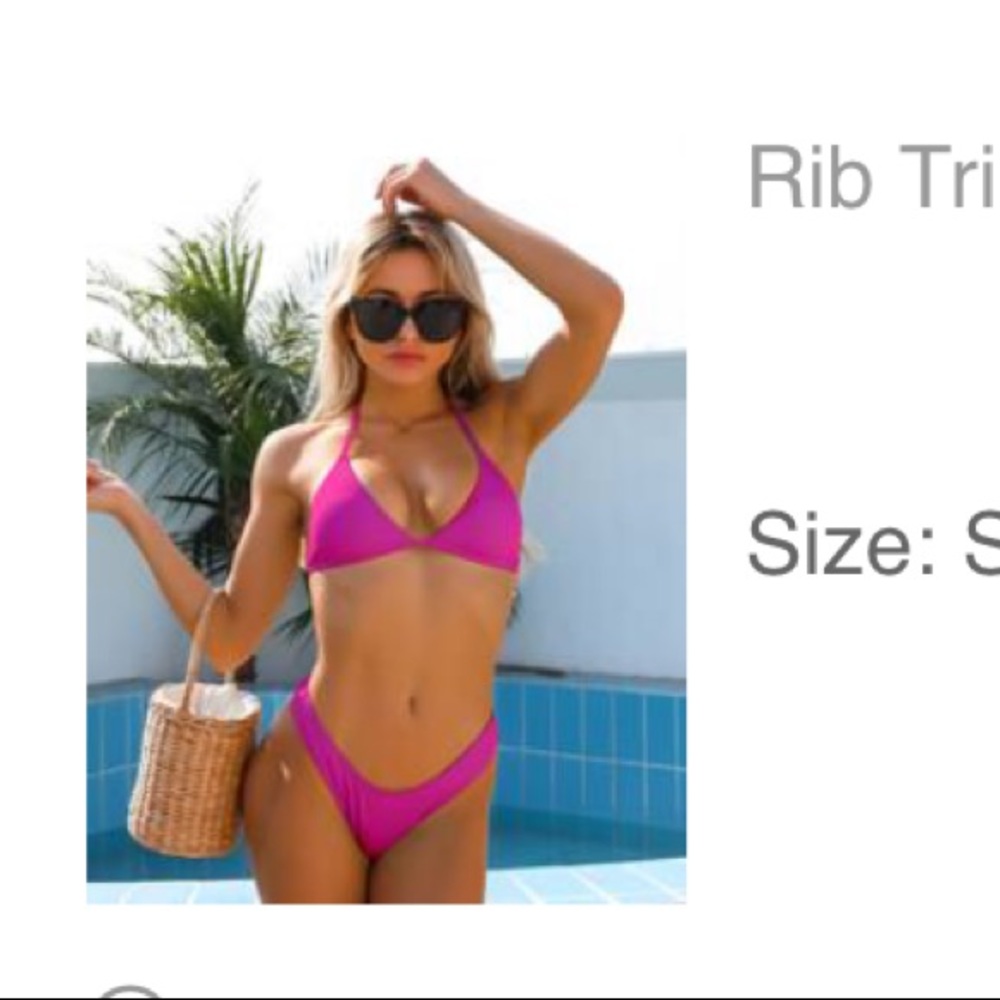 Pink bikini set with high leg bottoms